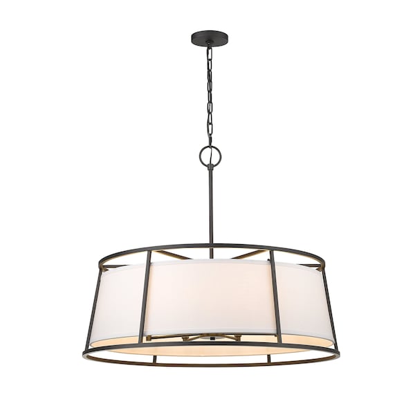 Z-Lite Lenyx Pendant 8 Light Pendant, Iron Ore & White 1935-32IO - main